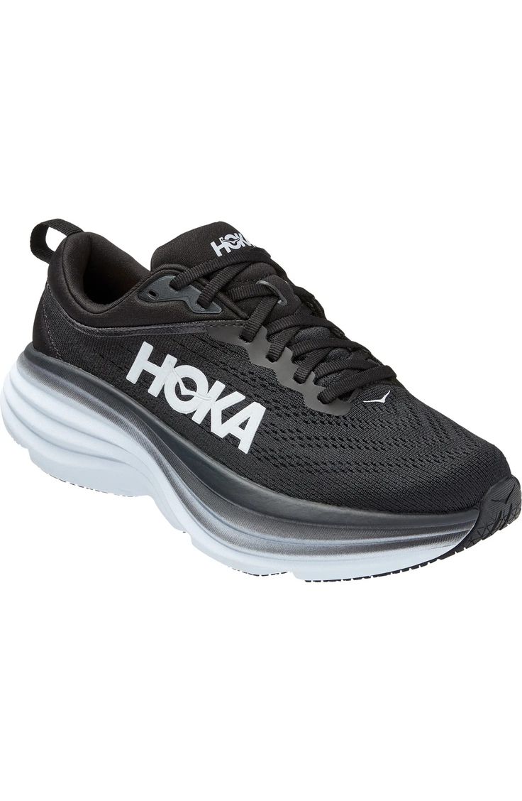 HOKA Bondi 8 Running Shoe (Women) | Nordstrom Low-top Trail Running Shoes With Boost Midsole For Training, Marathon Sneakers With Cushioned Mesh Footbed, Sporty Breathable Running Shoes Medium Fit, Functional Running Shoes With Boost Midsole, Black Synthetic Trail Running Shoes With Air Cushioning, Dynamic Sneakers With Gel Cushioning And Athletic Fit, Mesh Running Shoes With Gel Cushioning And Round Toe, Mesh Running Shoes With Gel Cushioning, Sporty Running Shoes With Medium Fit And Round Toe