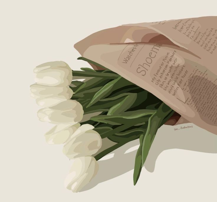 a bouquet of white tulips sitting next to an open book