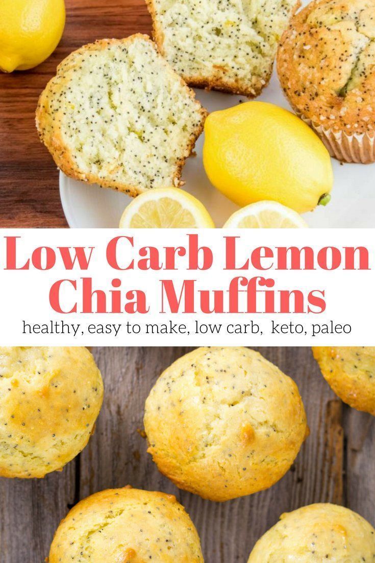 low carb lemon chia muffins on a plate