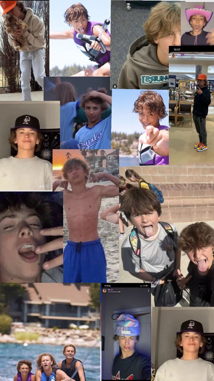 a collage of photos with different people and pictures on them, including one boy wearing a hat