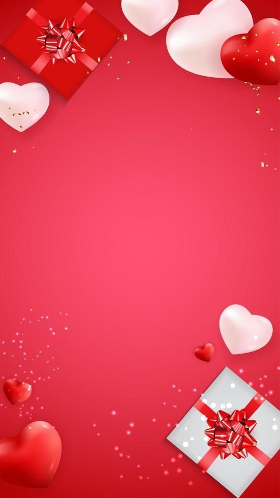 valentine's day background with hearts and gift boxes