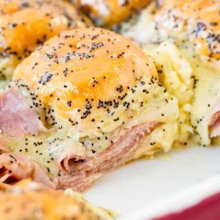 ham and cheese stuffed biscuits on a plate