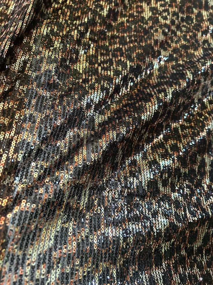 Sequined Leopard print fabric. One way stretch. Sold by the yard Leopard Print Fabric, Leopard Fabric, Fashion Marketing, Leopard Print, Textiles, Bathing Beauties, Electronic Accessories, Craft Supplies, Purses And Bags