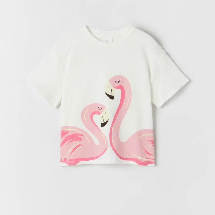 Kids Zara T-Shirt Brand New Wnt Size: 9 Zara Tshirt, Checked Shirt Dress, Peanuts T Shirts, Kids Fashion Inspiration, Girls Tshirt, Zara Australia, Zara T Shirt, Zara Shirt, Flamingo Print