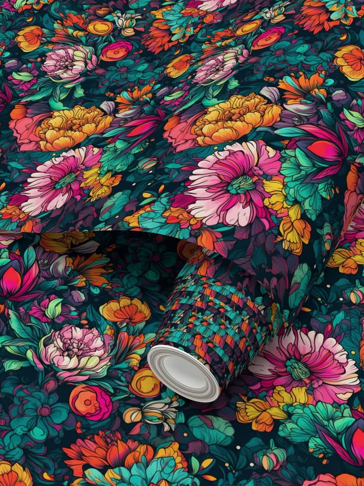 an image of a colorful floral pattern on a bed sheet with the cover pulled down