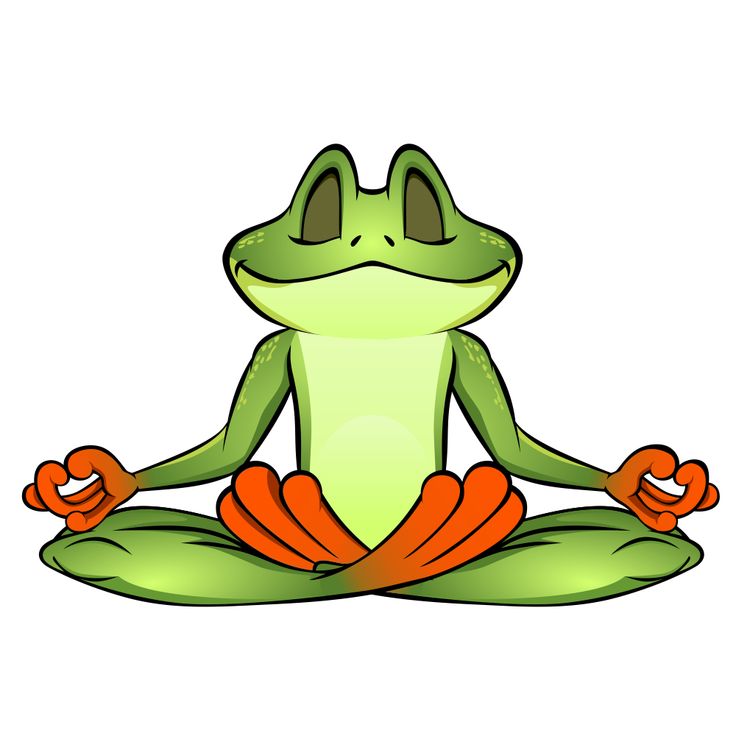 a frog is sitting in the lotus position