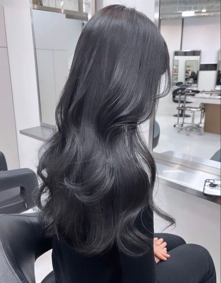 Dark Ashy Black Hair, Cool Tone Black Hair, Cool Toned Dark Hair, Ashy Black Hair, Ash Black Hair Color, Dark Grey Hair Color, Volturi Kings, Soft Black Hair, Hair Color Swatches