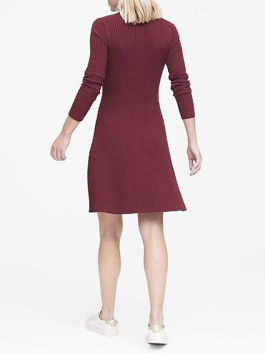 Ribbed Cotton-Blend Turtleneck Sweater Dress | Banana Republic Winter A-line Ribbed Sweater Dress, Winter Ribbed A-line Sweater Dress, Ribbed Solid Color Sweater Dress For Fall, Fall Ribbed Solid Color Sweater Dress, Fall Ribbed Sweater Dress, Ribbed Knit Turtleneck Dresses, Ribbed Stretch Sweater Dress For Fall, Fall A-line Ribbed Dress, Fall Ribbed A-line Dress