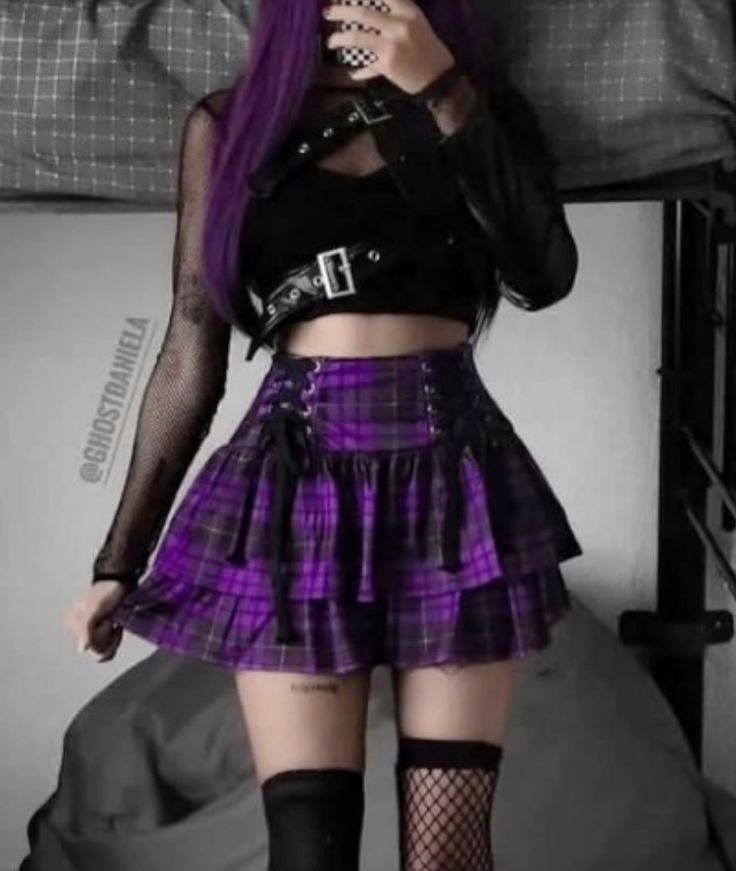 Purple Goth Aesthetic Outfit, Kuromicore Outfits, Elissabat Inspired Outfit, Goth Barbie Outfit, Dark Purple Outfit Aesthetic, Pastel Goth Purple, Colorful Goth, Goth Gifts, Punk Style Outfits