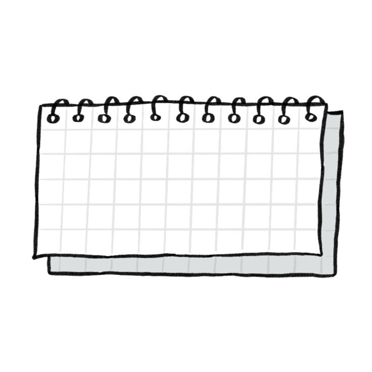 a drawing of a notepad on a white background