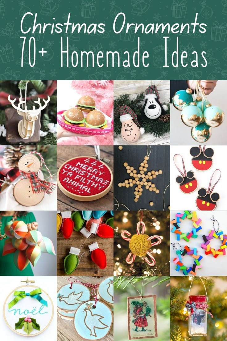 christmas ornaments and ornaments are featured in this collage