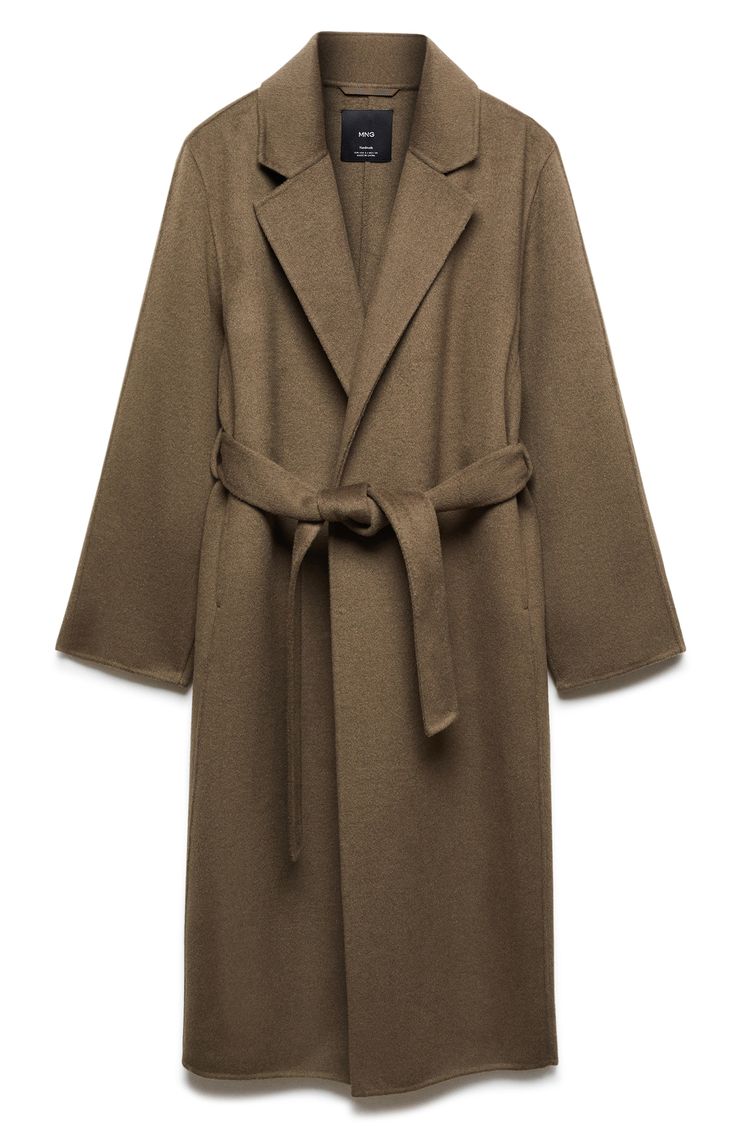 A roomy wrap coat is made from a warming wool blend and rendered in a goes-with-everything hue. Open front Notched lapels Side-slit pockets Removable sash Back slit Unlined 53% wool, 42% polyester, 2% acrylic, 2% polyamide, 1% viscose Dry clean Imported Oversized Wool Coat, Hooded Wool Coat, Chic Business Casual, Lapel Coat, Mango Outlet, Wrap Coat, Classic Coats, Camel Coat, Wool Blend Coat