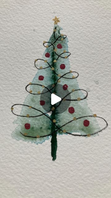 a watercolor painting of a christmas tree