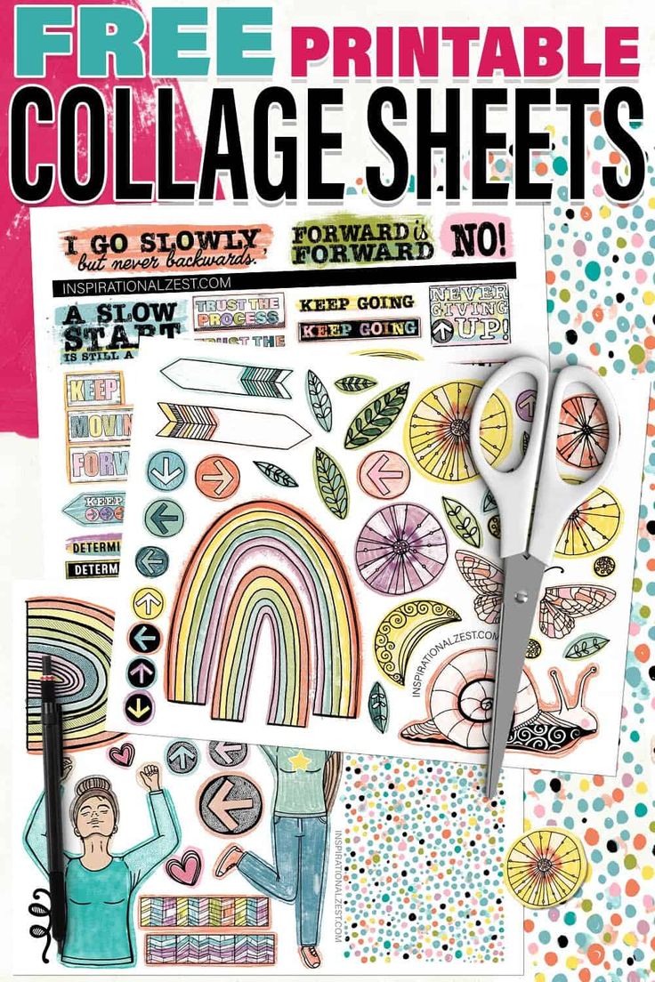 a magazine cover with different designs and colors on the pages, including scissors and stickers