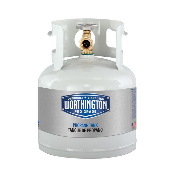 a propane gas can with the words worthington on it's side