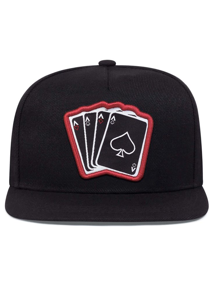 Black  Collar  Polyester   Embellished   Men Accessories Caps Ideas, Hip Hop Cap, Men Baseball Cap, Cap Men, Style Noir, Playing Card, My Vibe, Fashion Online Shop, Poker