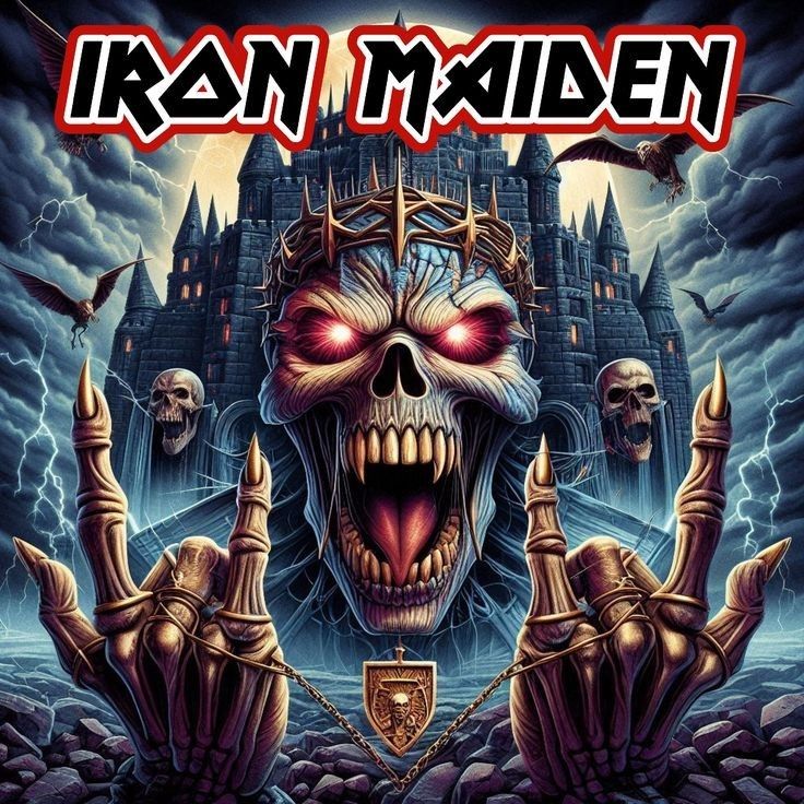 an iron maiden poster with two hands holding up their fingers