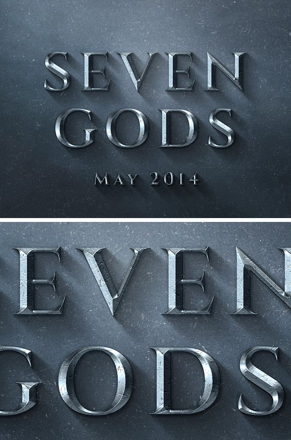 two different types of metal letters with the words seven gods and seven gods on them