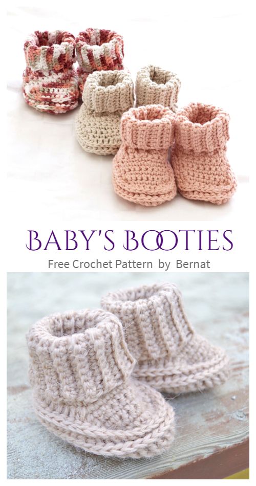 crochet rolled down booties for babies and toddlers are easy to make