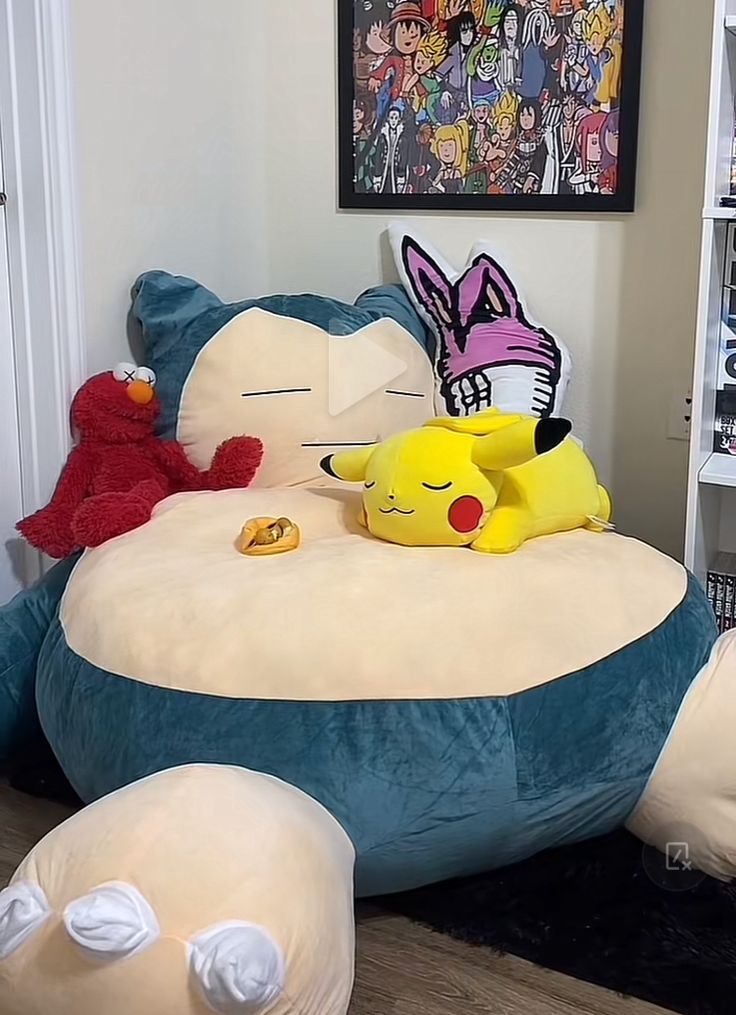 the pokemon bean bag chair has pikachu on it