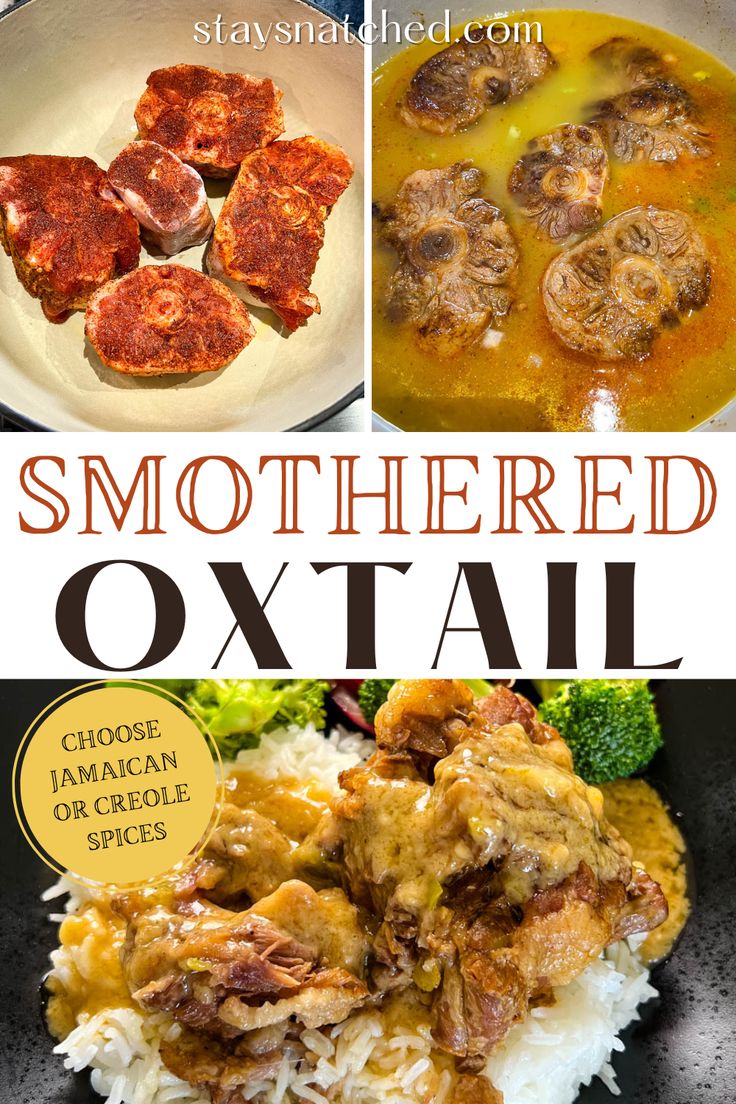 the cover of an old cookbook with pictures of different dishes and words that read, smothered oxtail