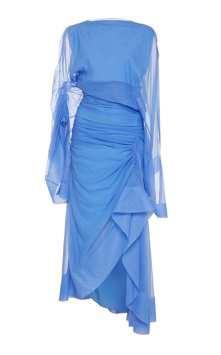 Transparent Chiffon Asymmetric Dress by MUGLER SS19 Mugler Dress, Mugler Fashion, Asymmetrical Dresses, Asymmetric Dress, Sheer Chiffon, Sheer Sleeves, Asymmetrical Dress, Fashion Sense, Moda Operandi