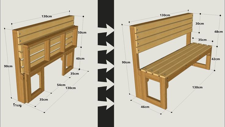 the plans for a bench are shown with measurements