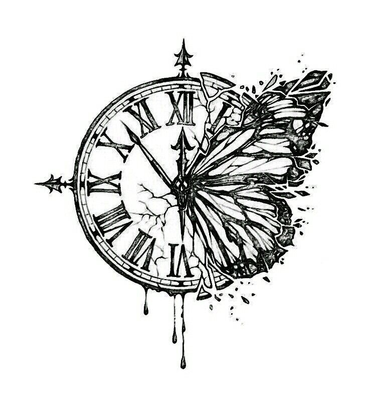 a drawing of a clock with water drops on it