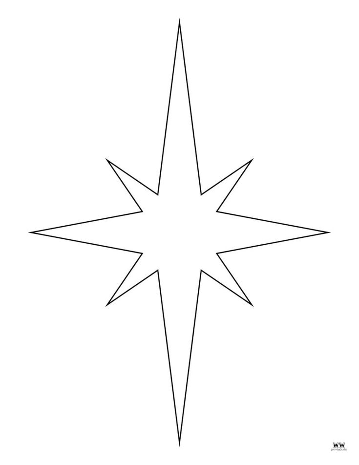 a black and white drawing of a star with four pointed points on it's side