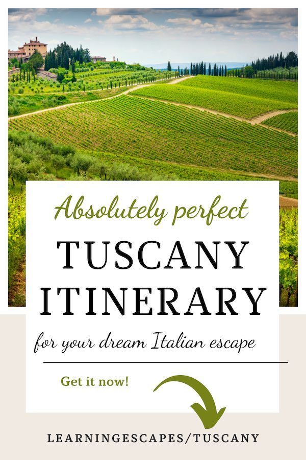 an italian countryside with the words absolutely perfect tuscany itinerary for your dream italian escape get now