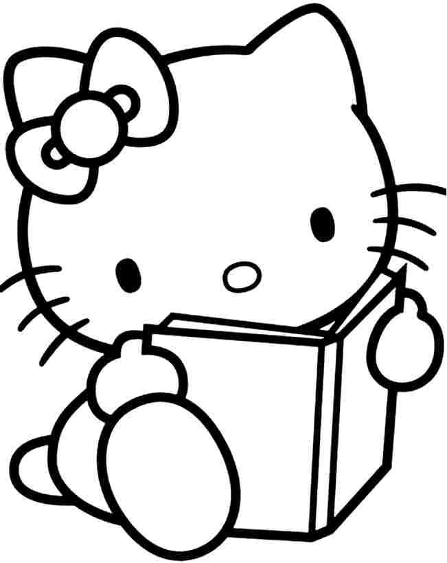 a hello kitty coloring page with a box