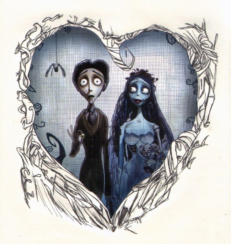 a drawing of two people in a heart shaped frame