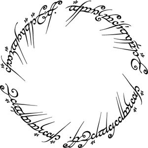 the lord's ring, drawn in black ink on a white background with an inscription below it