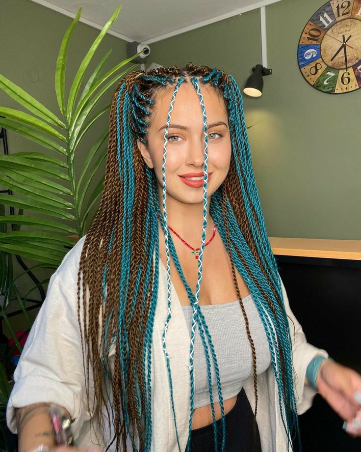 Medium To Long Haircut, Synthetic Dreads Hairstyles, Peekaboo Braids, Another Braid, Hair Dye Color Ideas, Long Haircut, Afro Braids, Dyed Red Hair, Hippie Hair