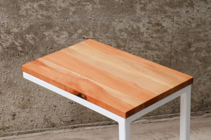 Quartersawn Sycamore Industrial Side C Table with White Base Table Laptop, Sycamore Wood, Industrial Side Table, Table Industrial, C Table, Laptop Table, Live Edge Table, Raw Steel, Wooden Clock