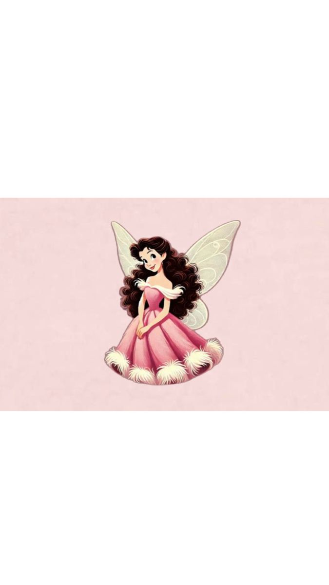 a pink and white wall with a fairy on it