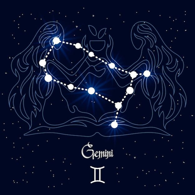 the zodiac sign for genni on a starry background with stars in the sky