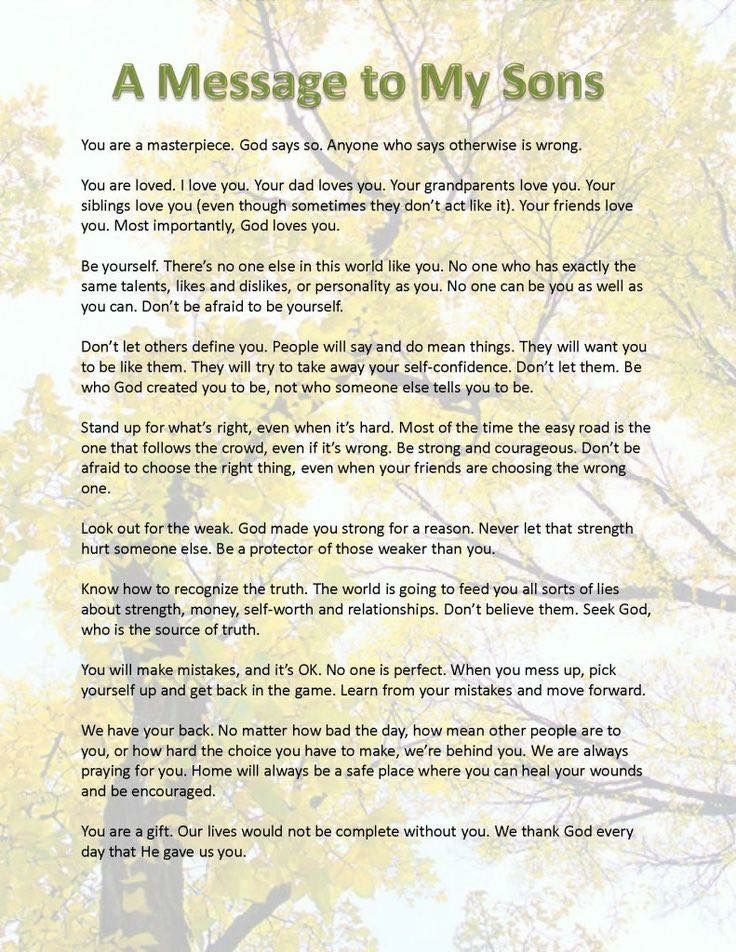 a message to my sons on the back of a poster with trees in the background