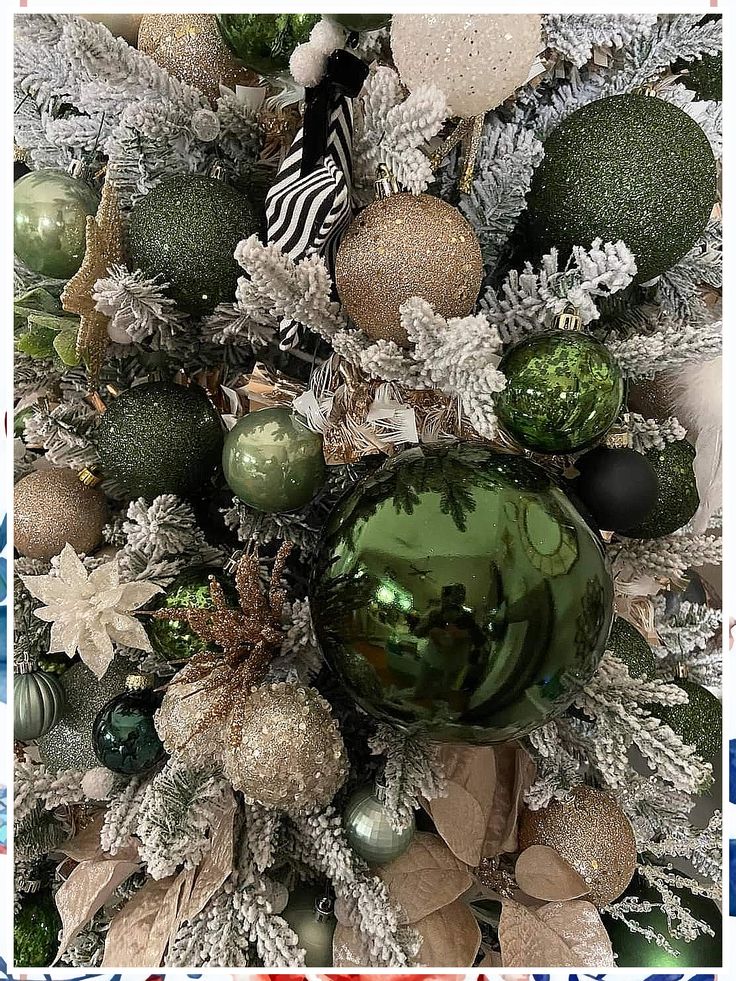 Christmas Tree Inspiration - Amazon.com, everybody's favorite online store. Click to find everything you love today. Dark Green Xmas Tree Decor, Green Tree Christmas Decorations, Green Tree Ornaments, Green And Brown Ornaments Christmas Tree, Flocked Tree With Green And Gold, Green Inspired Christmas Tree, Jade Green Christmas Tree, Green Decorations Christmas Tree, Green Gold And Silver Christmas Decor