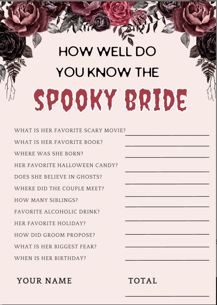 the spooky bride game is shown with flowers and leaves on it, which reads how