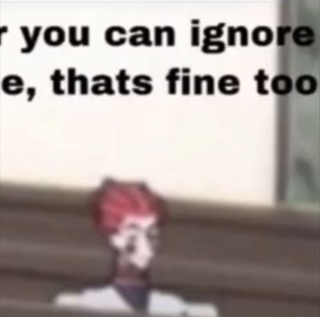 a person with red hair and glasses is looking at the camera while text reads, if you can ignore me, that's fine too