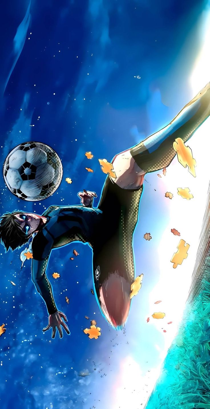 a man flying through the air while riding on top of a giant bird next to a soccer ball