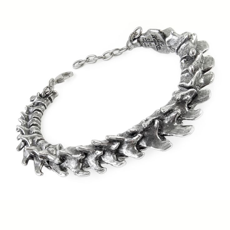 Show off your rock and heavy metal style with this unique unisex vertebrae bracelet. crafted from premium pewter, this bracelet is the perfect accessory to complete any outfit. get yours now! Gothic Bracelet, Alchemy Gothic, Bones Bracelet, Coin Pendant Necklace, Dope Jewelry, Safety Chain, Iron Maiden, Memento Mori, Gothic Jewelry