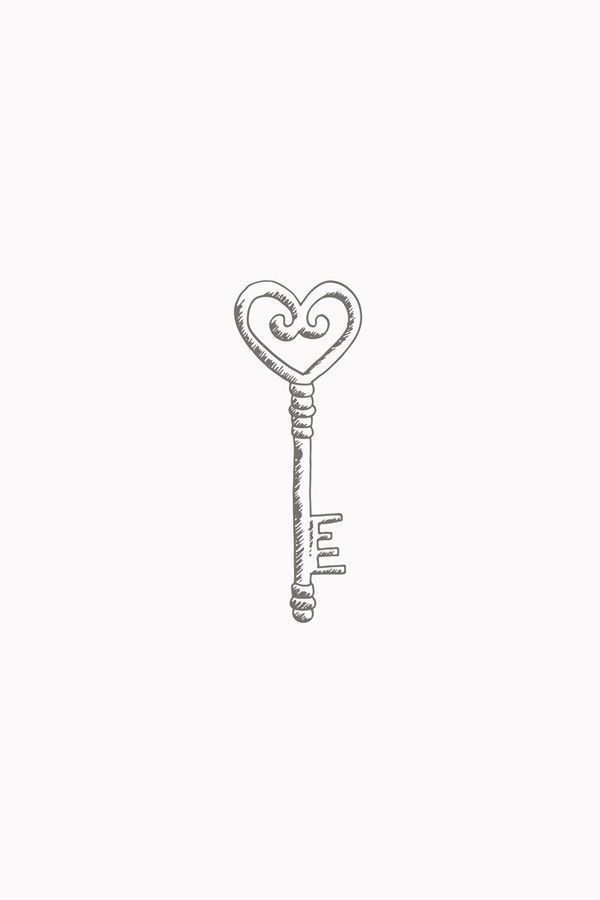 a drawing of a key with a heart on it