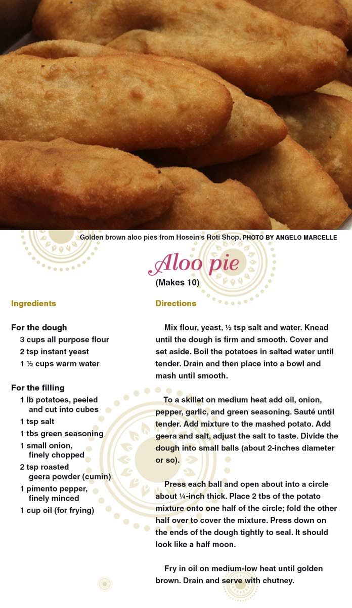 the recipe for aloo pie is shown in an image above it's description