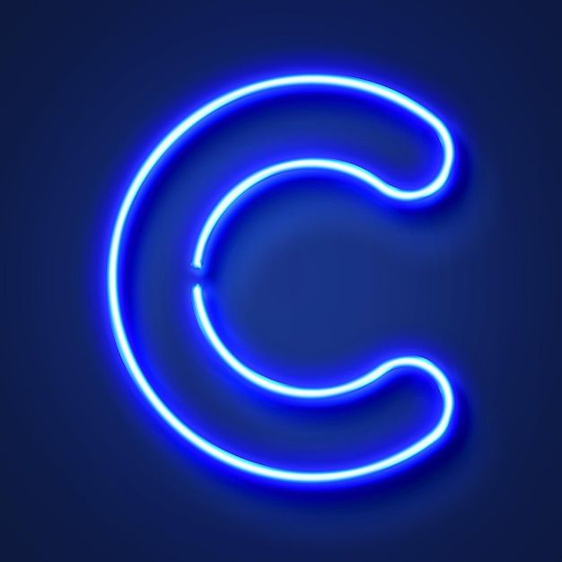 the letter c is made up of blue neon lights