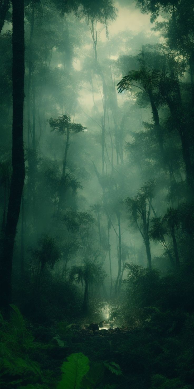 a dark forest filled with lots of trees