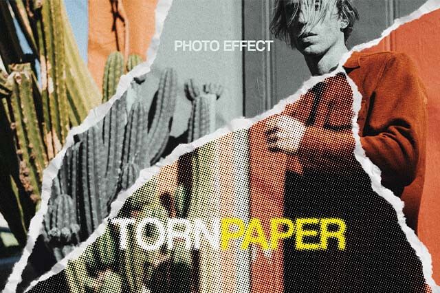 a collage of photos with the words torn paper