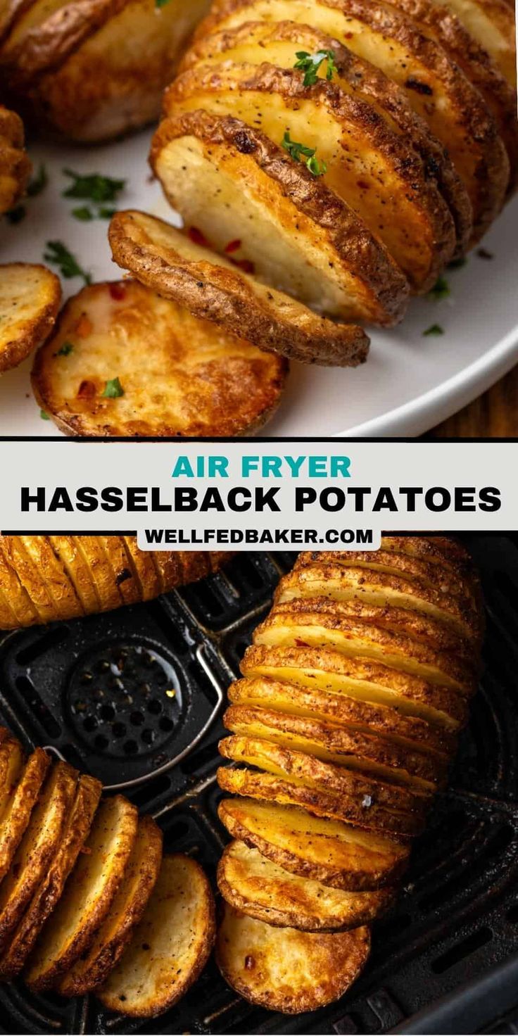 air fryer has baked potato wedges on it and is ready to be cooked