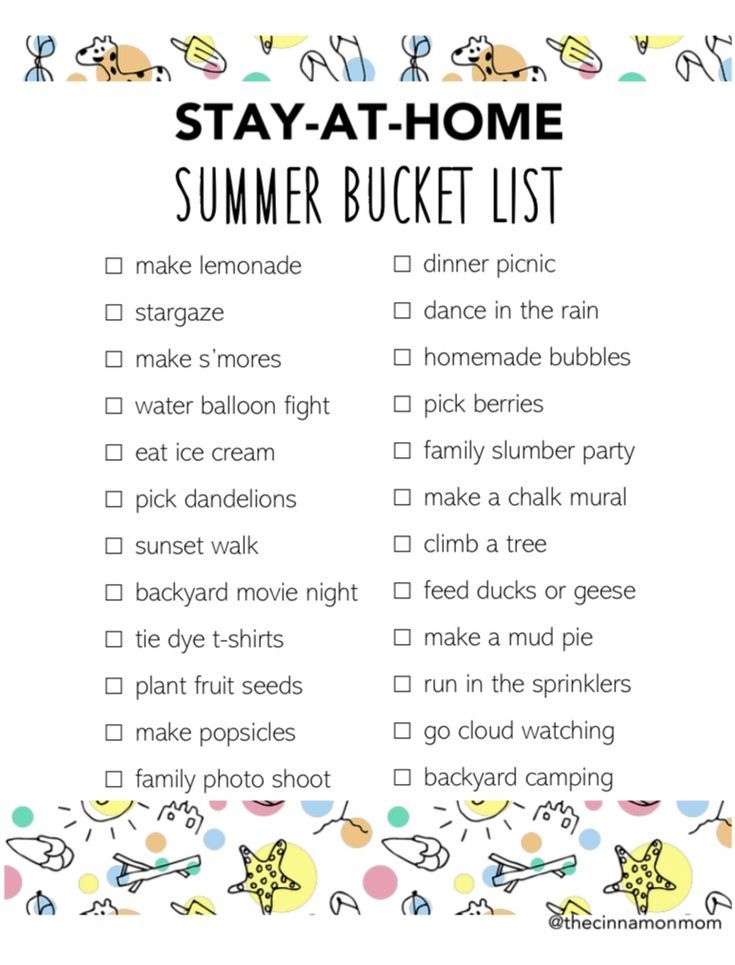 the stay at home summer bucket list is filled with things to do and check out